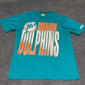 Vintage Team Rated Miami Dolphins Graphic T-Shirt Teal Large NFL 90s USA Made